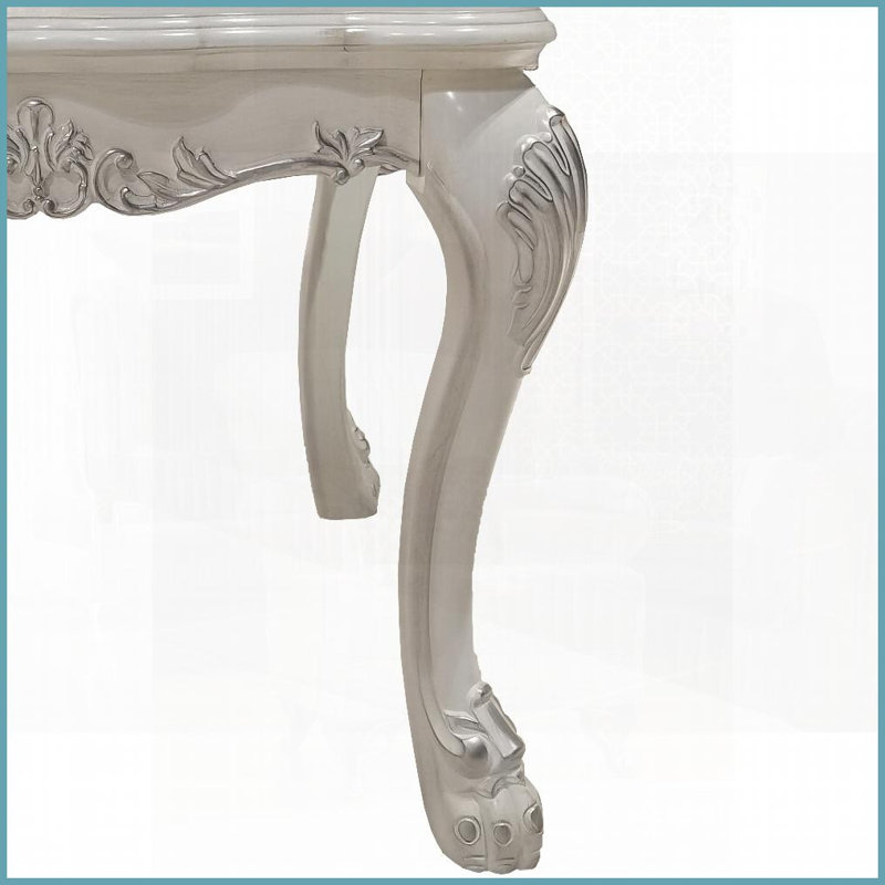 Table basse blanc os avec pieds à griffes surdimensionnés pour le salon, support stable Élégance intemporelle