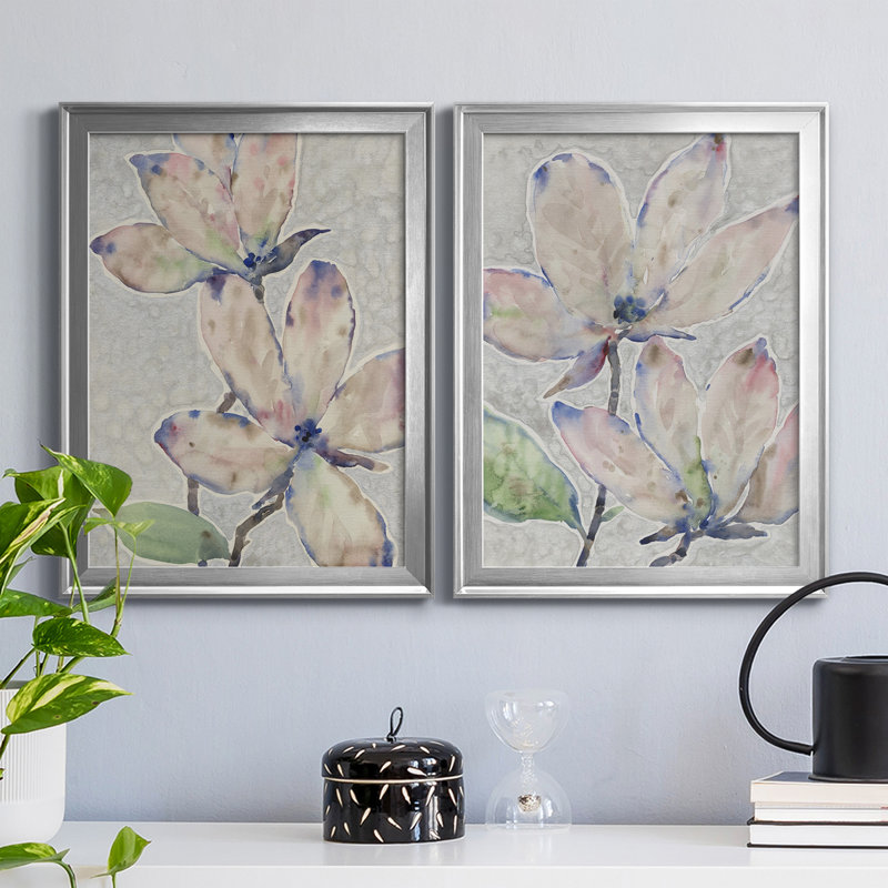 «Blossom Study I», ensemble de 2 impressions sur toile encadrées, Cadre argenté, H 30,5 po x l 22,5 po x P 1,25 po