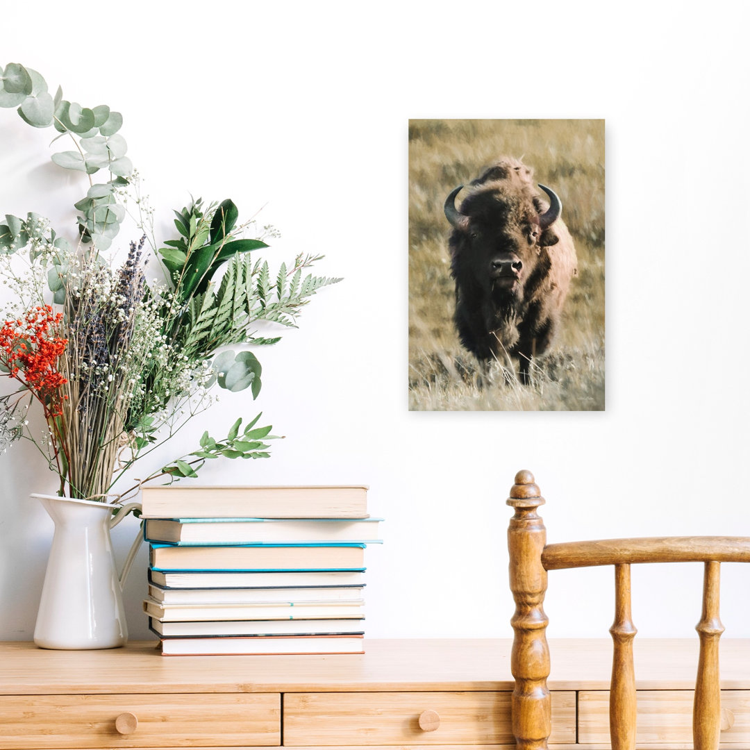 Yellowstone Bison Contemporary Bison Portrait Wall Art Print