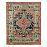 Jaipur Living Afri JIN03 Handknotted Medallion Pink and Teal Runner Rug (3'x10')