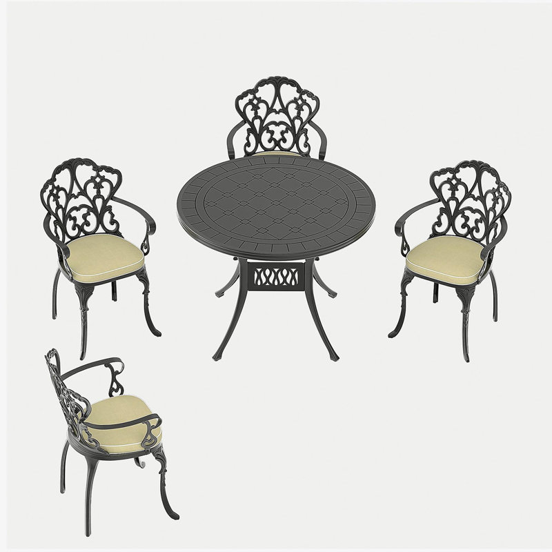 Ensemble de meubles de patio en aluminium coulé 5 pièces avec coussins Delicate