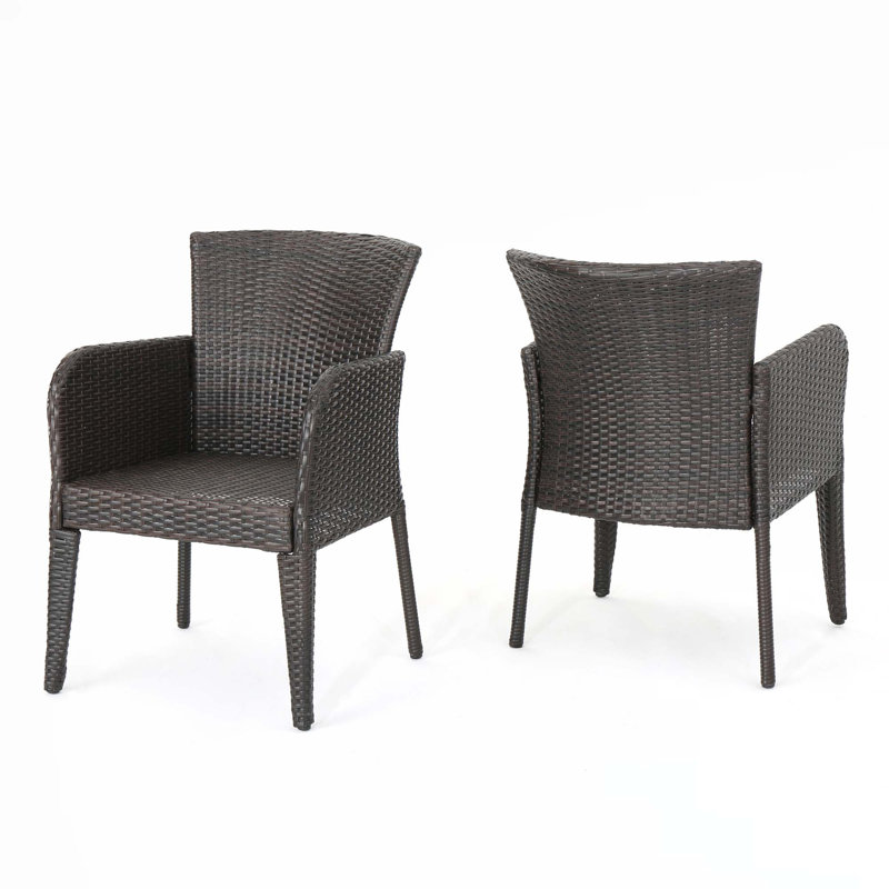 Chaise de patio en PE, Brun multi