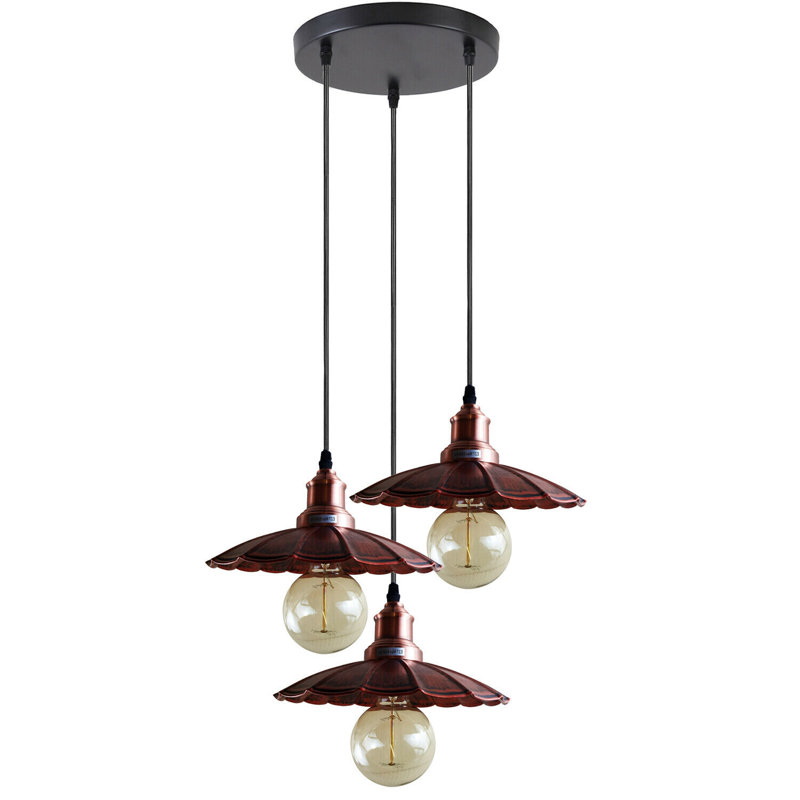 Gary 3 - Light Black Cluster Pendant, Rustic Red