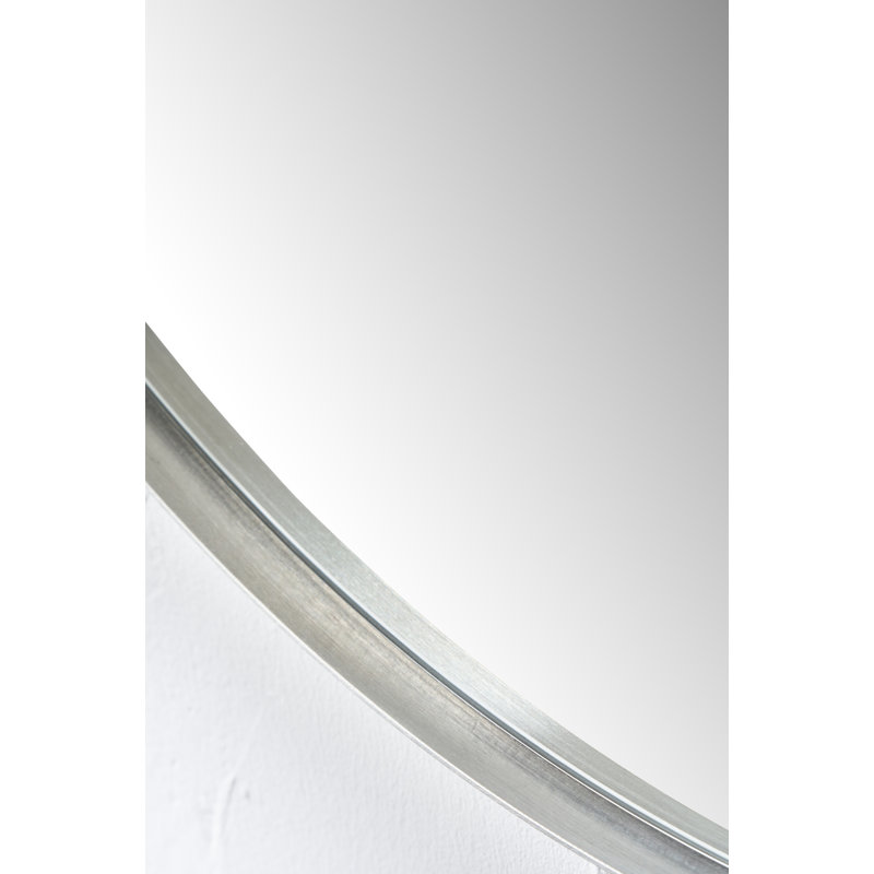 Stainless Steel Round Wall Mirror, 60cm x 60cm, Brushed Silver