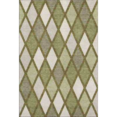 Premium Machine Washable Prisco Olive Rug