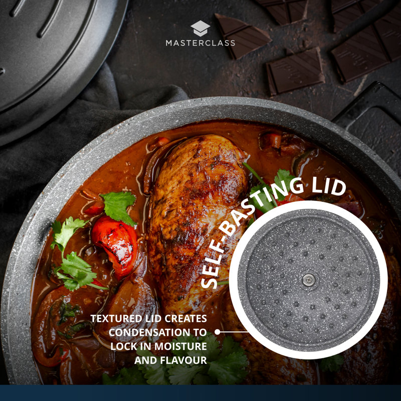MasterClass Non-Stick Cast Aluminum Round Dutch Oven, 1.4