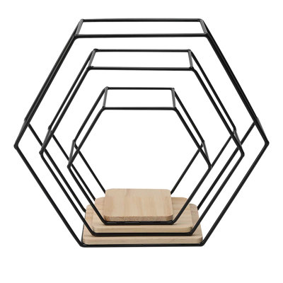 3 -Piece Hexagon Iron Floating Shelf