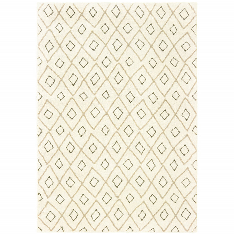 Tapis géométrique Ivoire/sable Copley, Rectangle 7 pi 10 po x 10 pi