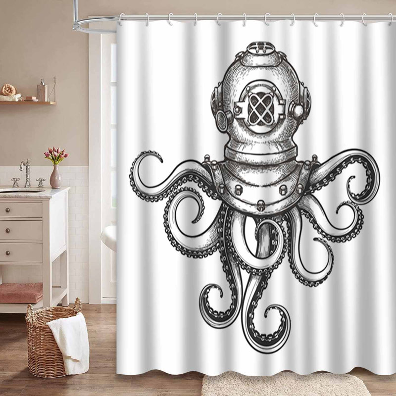 Rideau de douche imperméable à l'eau avec 12 crochets, L 72 po x l 72 po