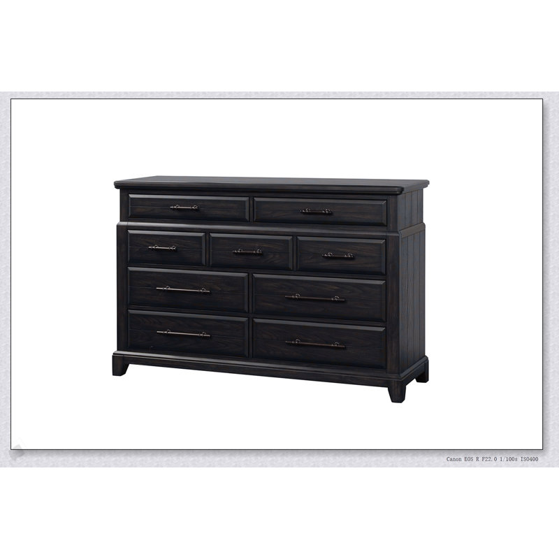 Commode 9 tiroirs avec rangement spacieux et finition élégante en acajou pour les chambres à coucher modernes