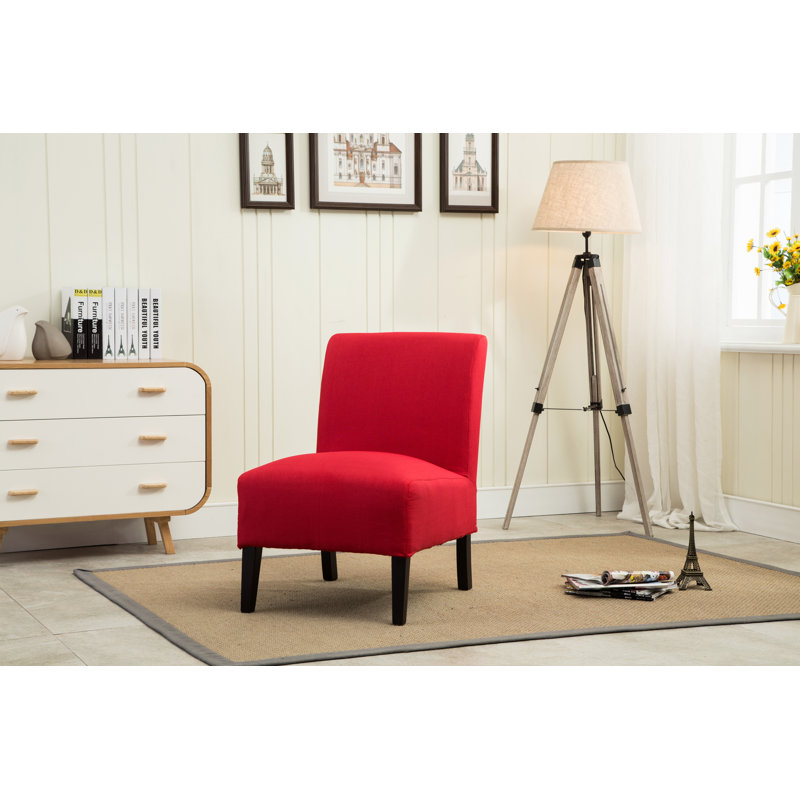 Fauteuil de chambre en lin l 29 po Wightman, 100 % lin rouge