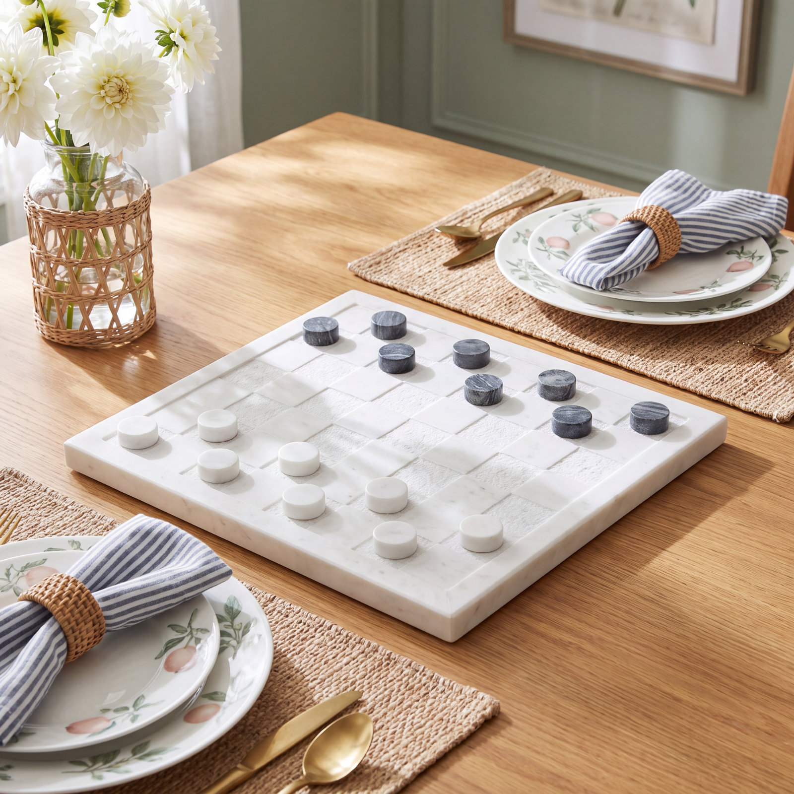 Marble Checkers Game Set