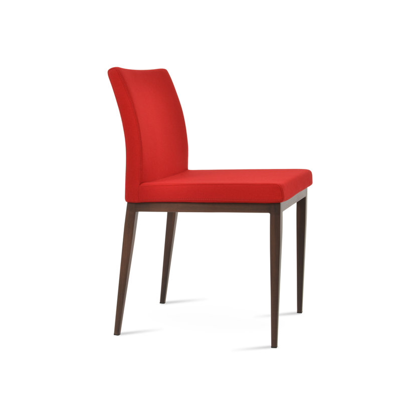 Chaise d'appoint Aria, Laine rouge, Noyer