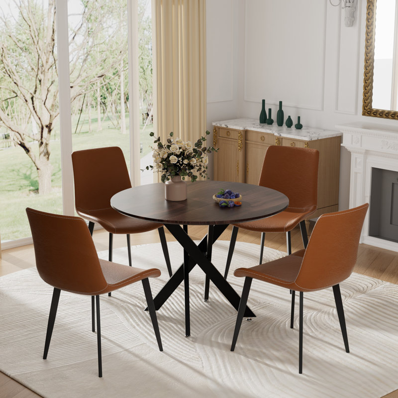 Ensemble de salle à manger 5 pièces, H 29,6 po x L 36 po x l 36 po, Brun, Brun
