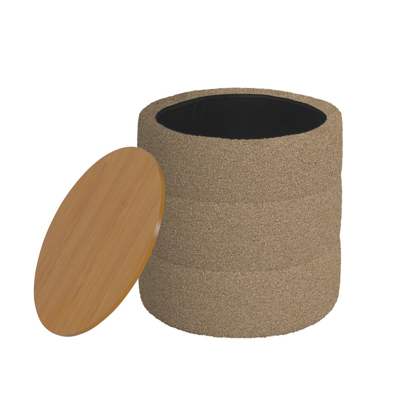 Repose-pieds avec rangement Homepop, Bouclette brune