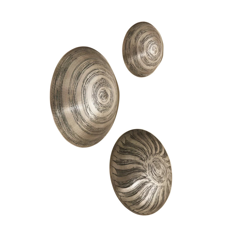 3 Piece Sun Etched Wall Bowl Set, Antique Nickel
