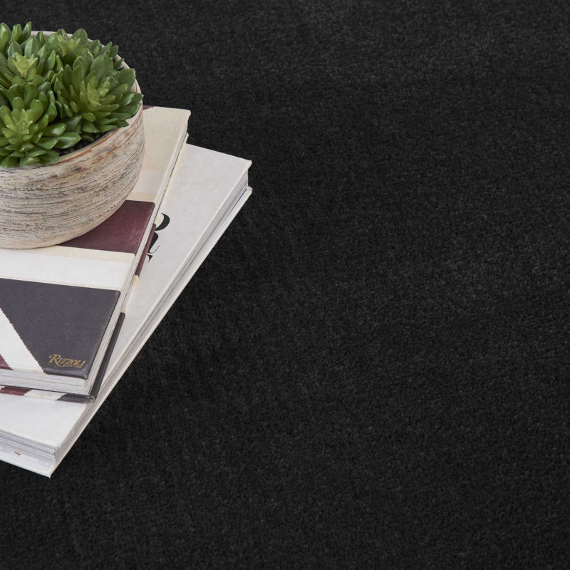 Tapis intérieur / extérieur noir Mullican Sandy, Rond 8 pi
