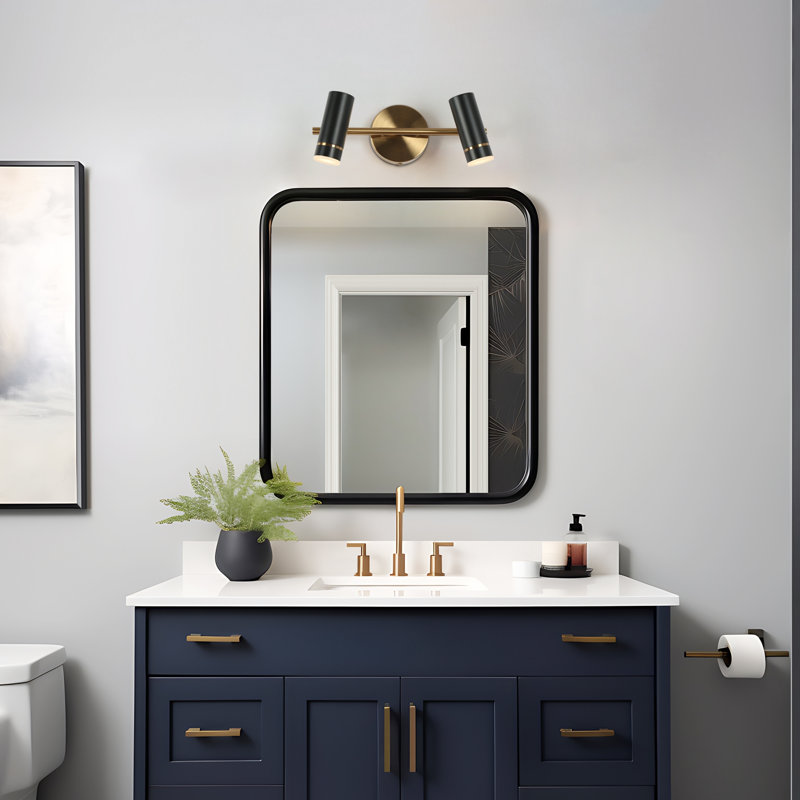 Éclairage pour meuble-lavabo moderne à 2 lumières DEL noir / laiton à intensité variable Miaisabella
