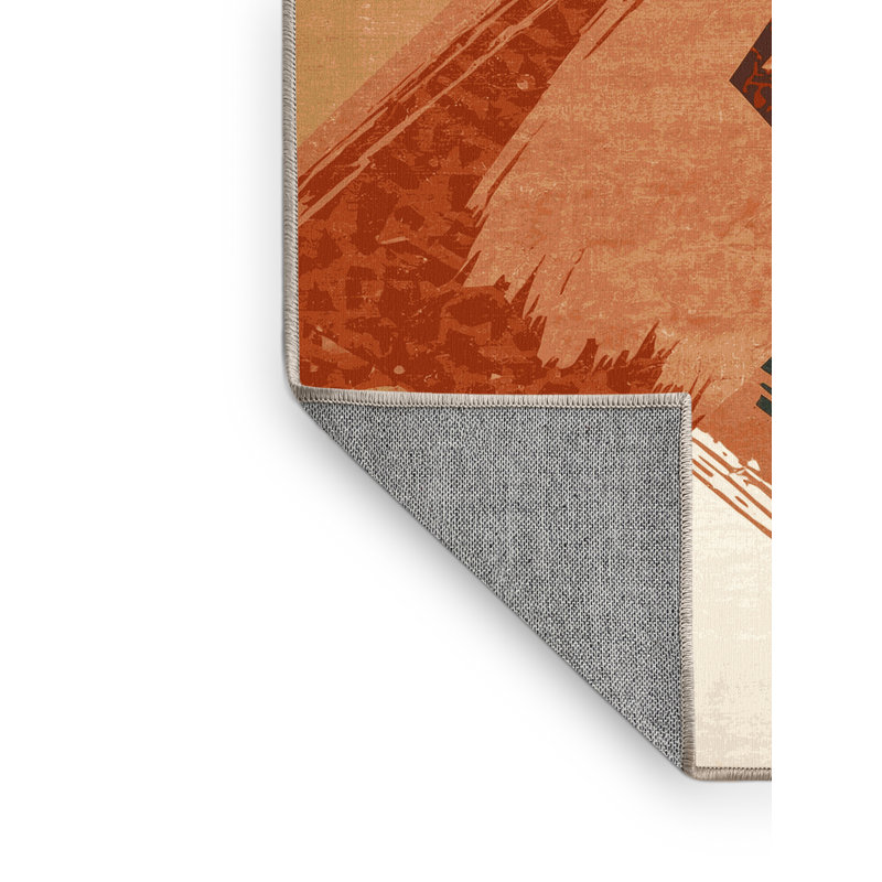 Machine Washable Carlstadt Bohemian Geometric Rug in Pink – Beige Binding, 5' Square