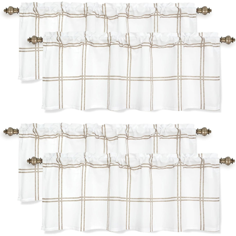 Plaid Tailored Window Valance, Khaki