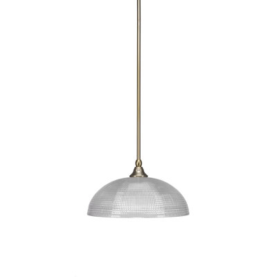 Bober Stem Hung Mini Pendant With 13" Clear Ribbed Glass