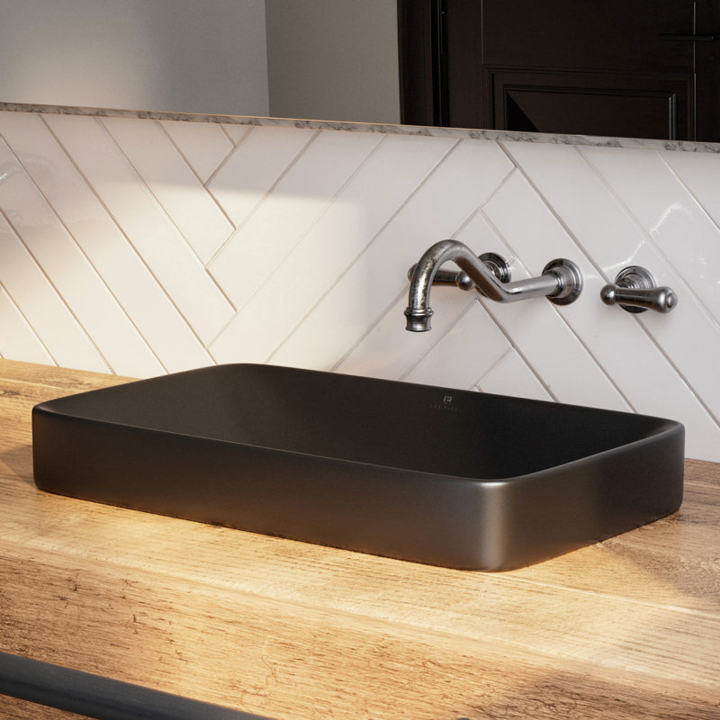 Lavabo de salle de bain semi-encastré rectangulaire en céramique avec drain 19 po x 12 po Los Flexi