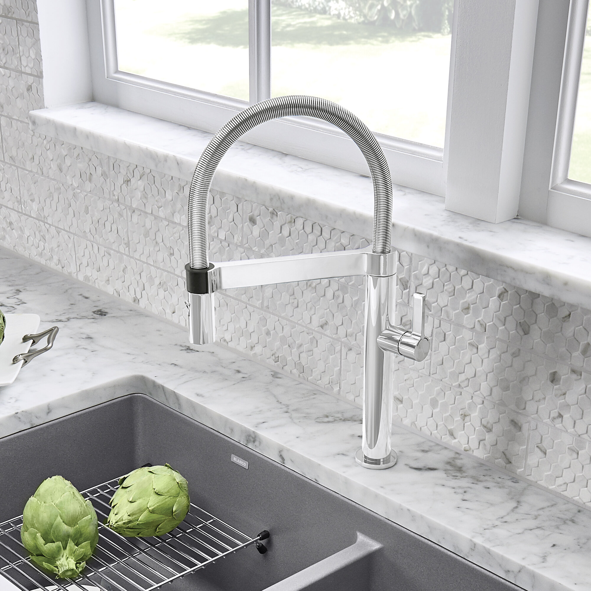 Blancoculina Mini Semi-Pro Pull Down Single Handle Kitchen Faucet  Reviews  Wayfair