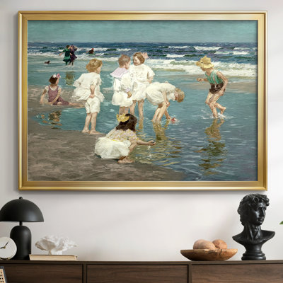 Children Playing in the Surf (or Happy Days)-Edward Henry Potthast-Framed Print with Mat and glass-c. 1910s–1920s