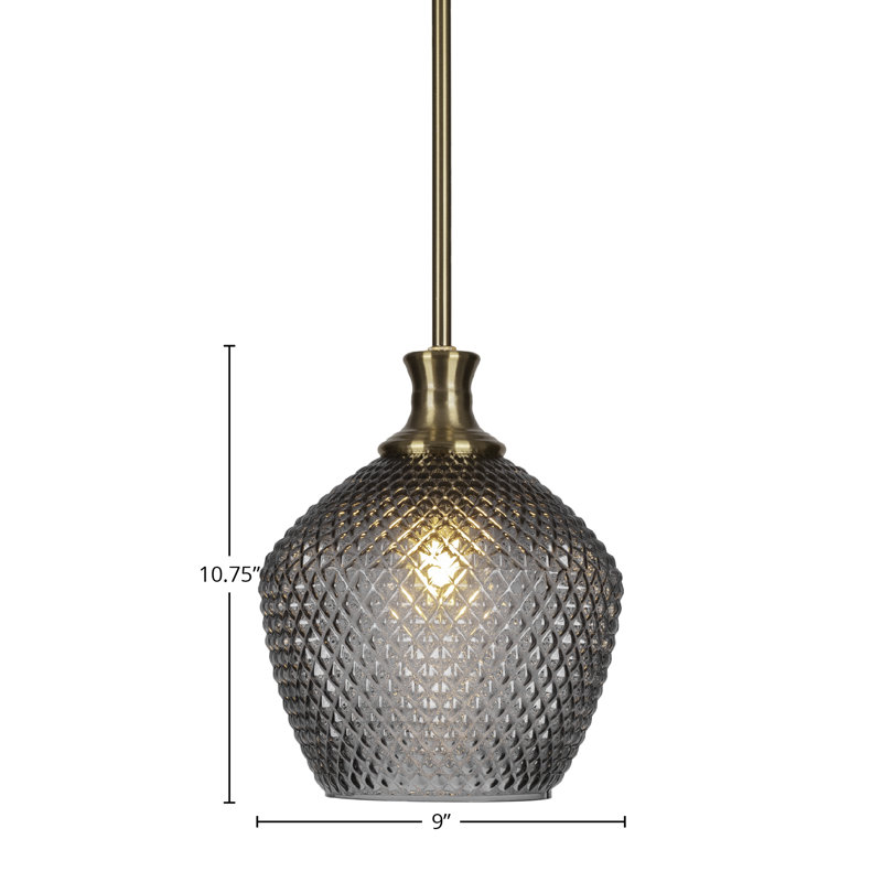 Luminaire suspendu à chaîne Zola, H 10,75 po x l 9 po x P 9 po, Laiton New Age