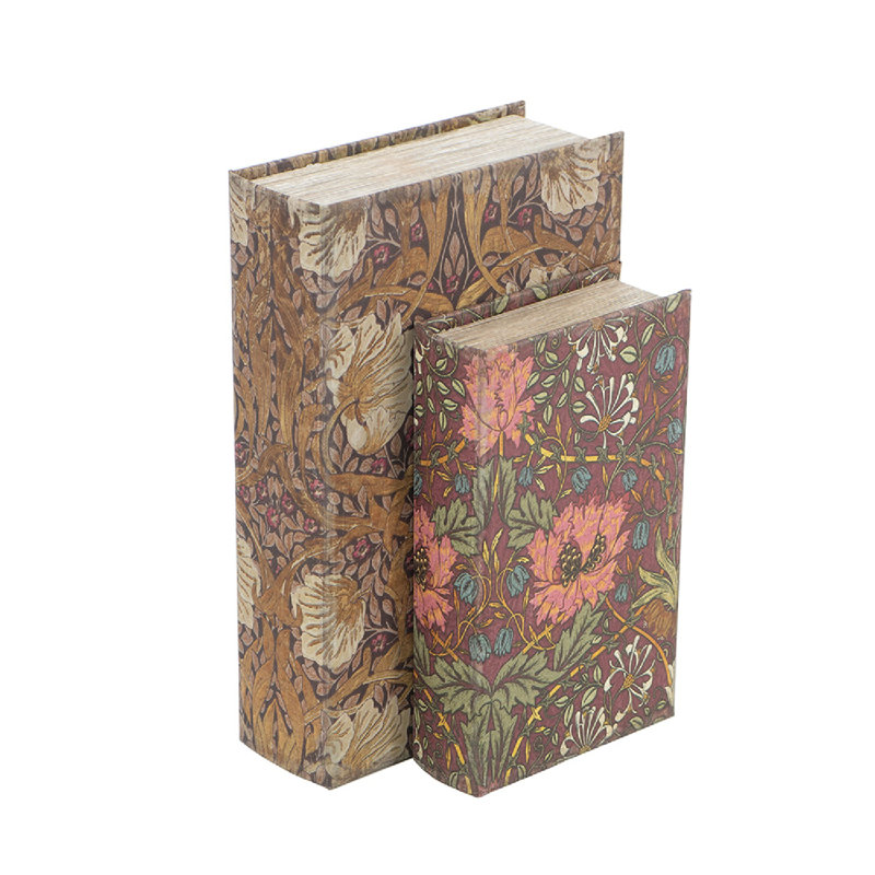 Decorative Book Boxes with Multi-Floral Motifs - Set of 2 - Multi