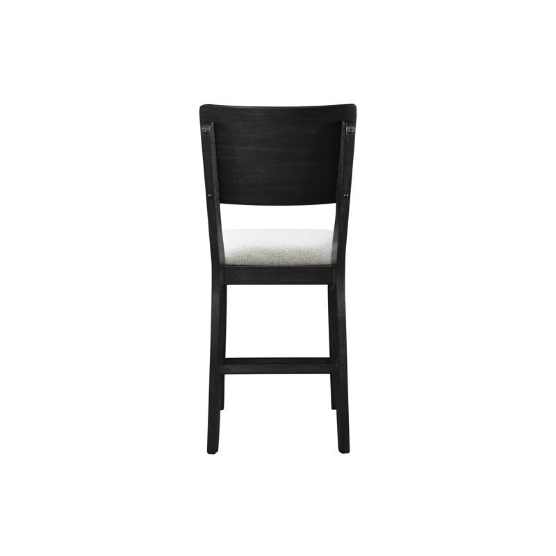 De 2 chaises à hauteur de comptoir grises, cadres en bois foncé, revêtement texturé, chaises contemporaines pour salle à manger 2, tissu gris, espace