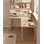 Bureau en bois massif en forme de L Burlywood + blanc + fer