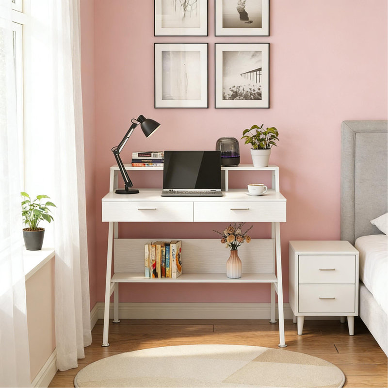Bureau, bureau d'écriture avec tablette de rangement