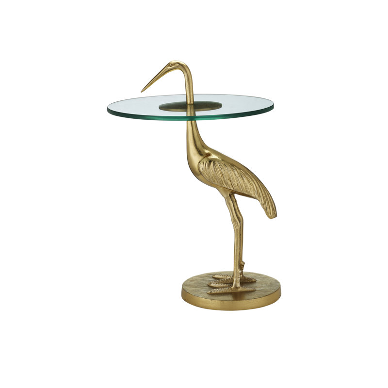 Crane Glass End Table, Gold