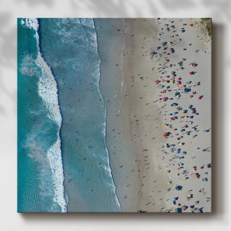 Plage aérienne sur toile, H 24 po x l 24 po