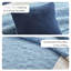 7 pièces courtepointe réversible double / grand avec taies décoratives assorties - bleu marine, bordure solide, matériau en microfibre pour l'euro et oreillers de conception traditionnelle, facile d'entretien