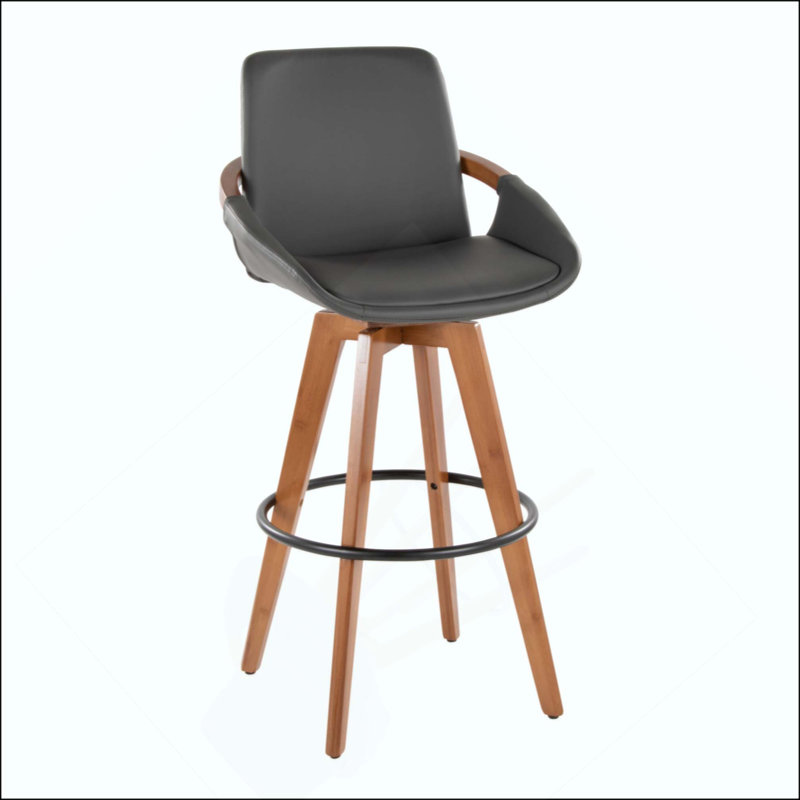Tabouret de bar à hauteur fixe avec pivot, repose-pieds en métal