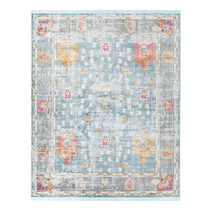 Haefner Floral Blue Area Rug