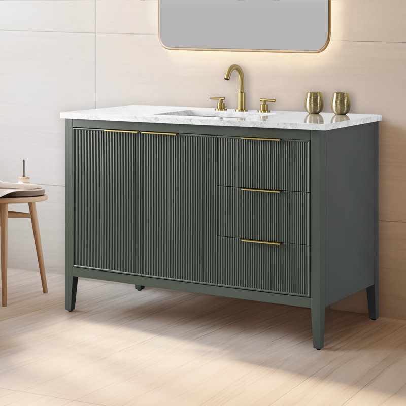 Emma 48" W Single Vanity, Vintage Green/Brushed Bronze