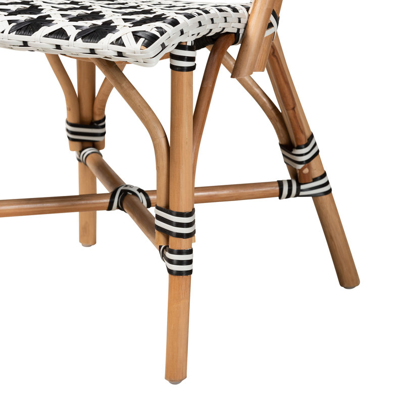 Cezara Rattan Side Chair in Black/White/Natural Brown