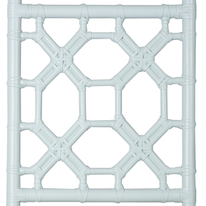 Lattice Back Open-Frame Rattan Headboard, Queen, Light Blue