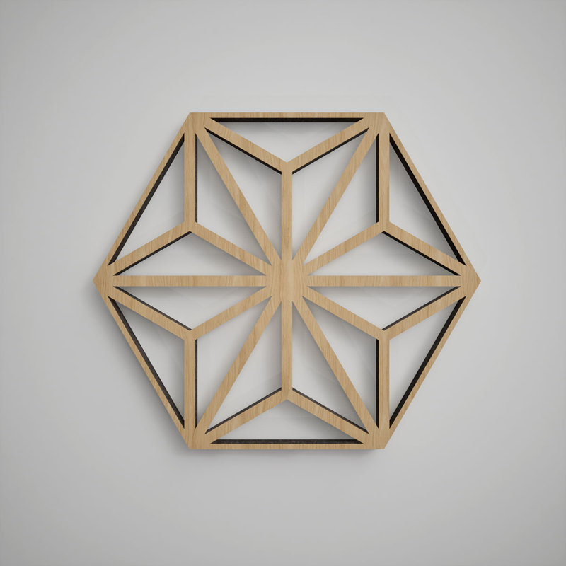Hampton Decorative Fretwork Wood Wall Panels, Extra Small, 7 3/8"W x 8 1/2"H x 3/8"T, White Oak, 8.5" H x 7.375" W x 0.375" D