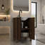Armoire de salle de bain brune sur pied, avec lavabo en céramique blanche, installation en 1 minute, pliable et facile à transporter