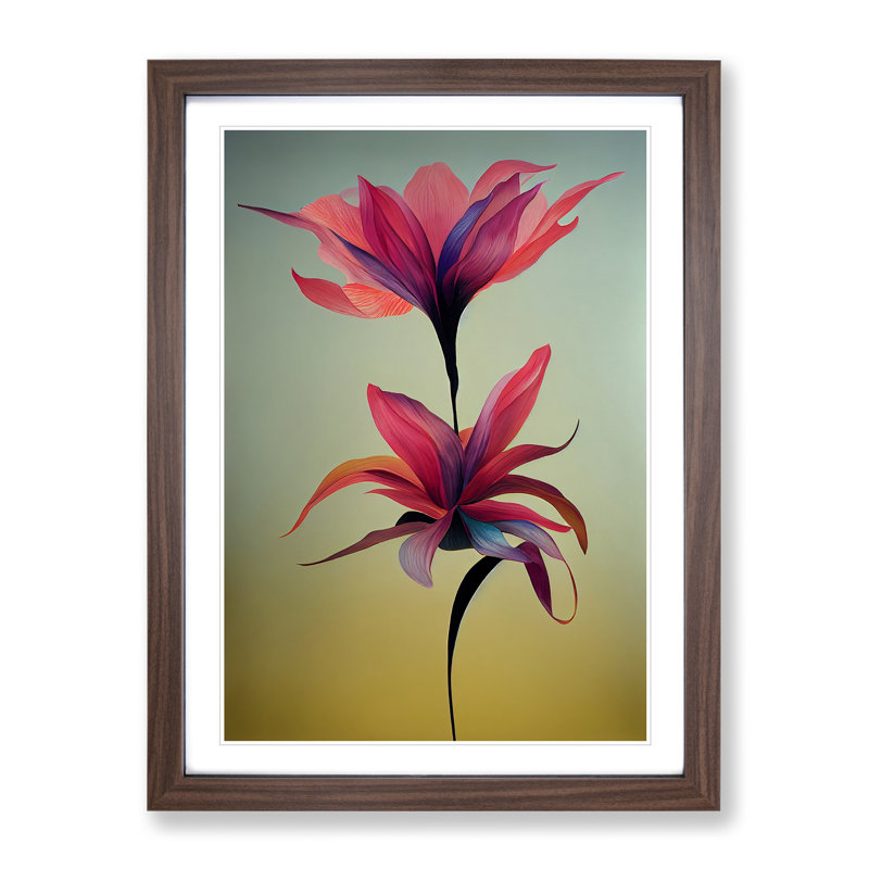 Brilliant Flowers - Single Picture Frame Print, 46cm H x 34cm W x 2cm D, Walnut