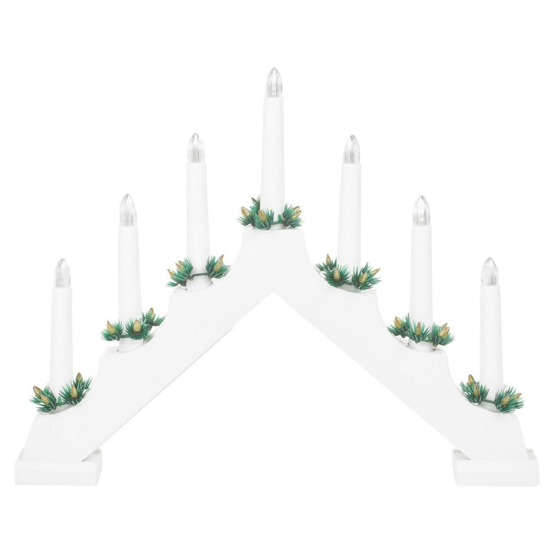 Wood Tabletop Candlestick with Candle Included, White
