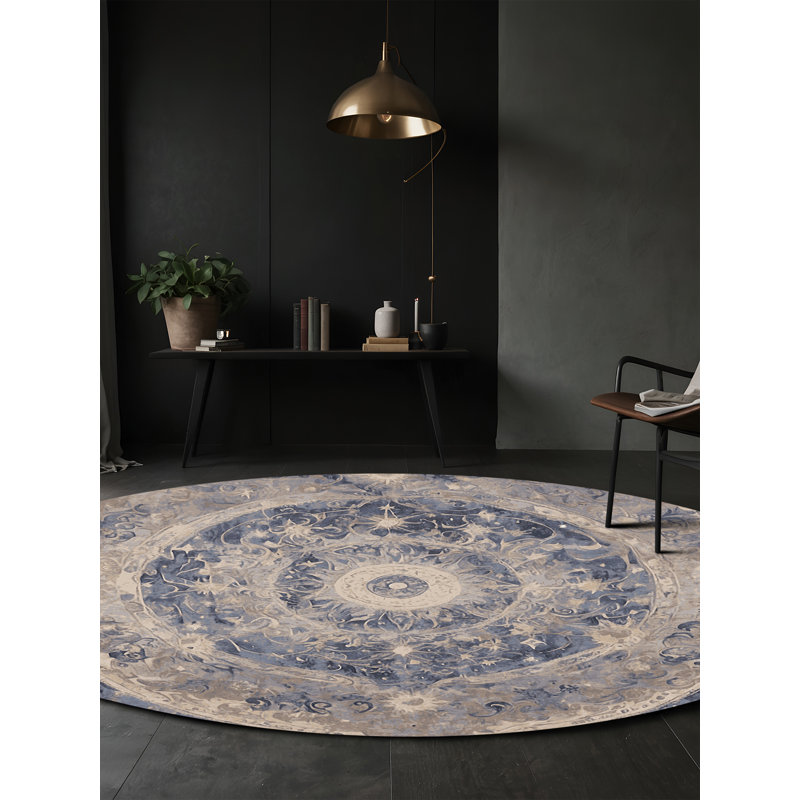 Machine Washable Pink Area Rug, Round 5'