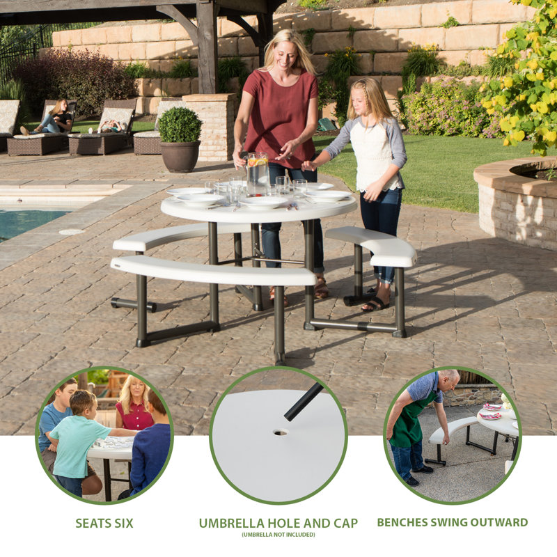 6 - Person Patio Dining Set Umbrella Hole Included Round Table