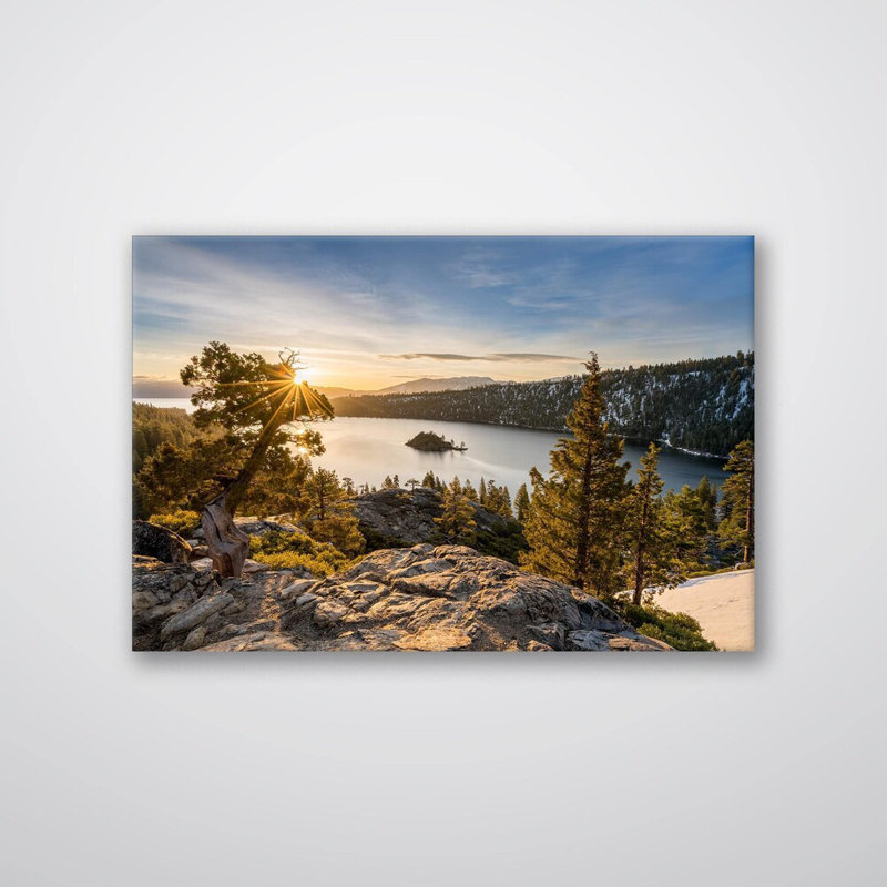 Lake Tahoe Print - Alpine Lake Landscape Wall Art - Sierra Nevada Mountain Scenery Canvas Poster - Crystal Clear Water Nature Artwork - Travel Outdoor Decor - Scenic Lake Wall Hanging - Modern Home Decoration Art Print
