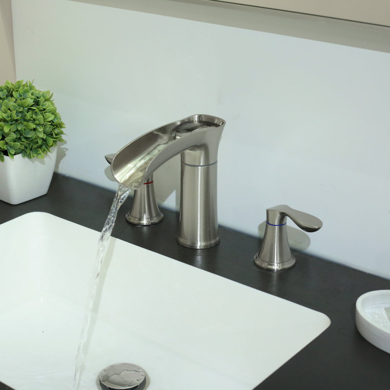 Widespread 2-Handle Bathroom Faucet With Drain Assembly, Brushed Nickel
