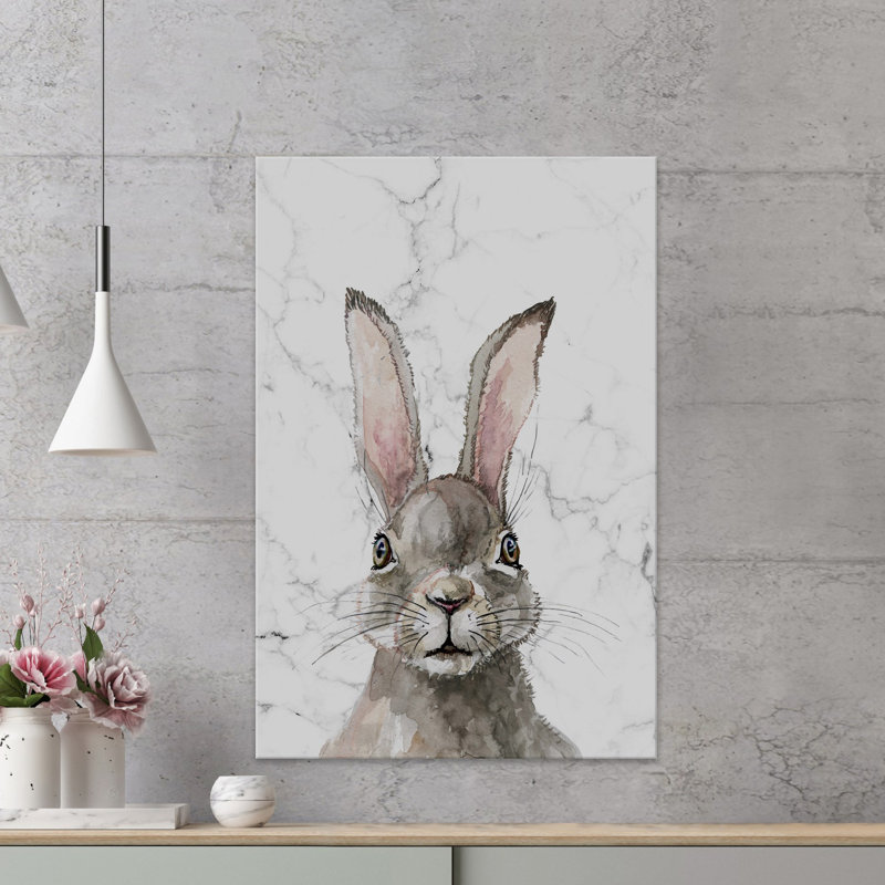 Bewildered Rabbits Thinking Rabbit Print on Wrapped Canvas, 24" H x 16" W x 1.5" D